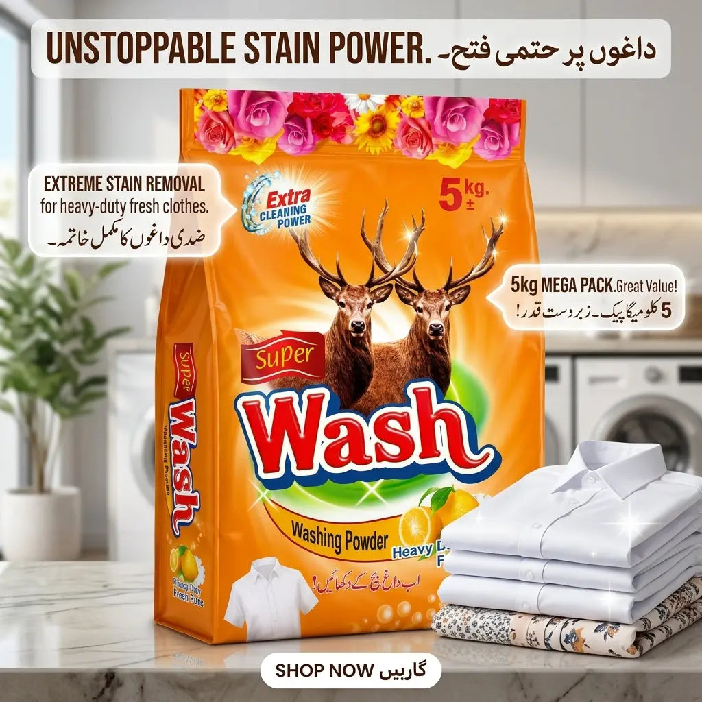 Super Wash Washing Powder 5kg Mega Pack - Heavy Duty Stain Removal My Store