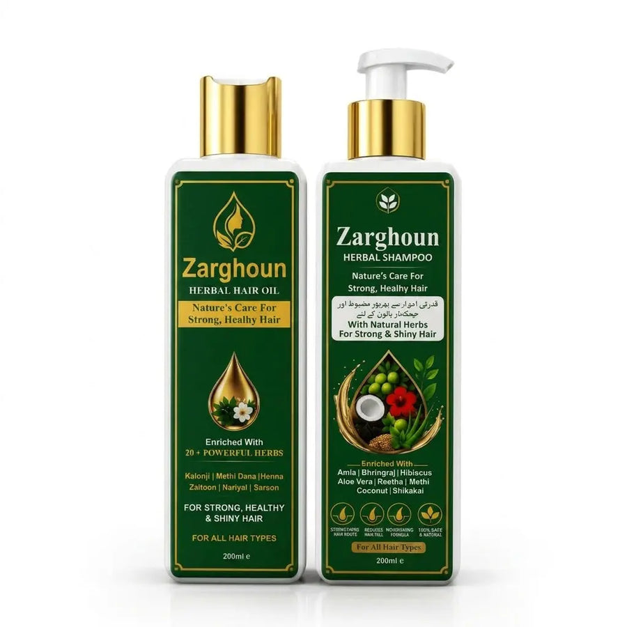 Zarghoun Botanical Hair Care Duo - Herbal Hair Oil & Shampoo for Strong, Healthy & Shiny Hair My Store