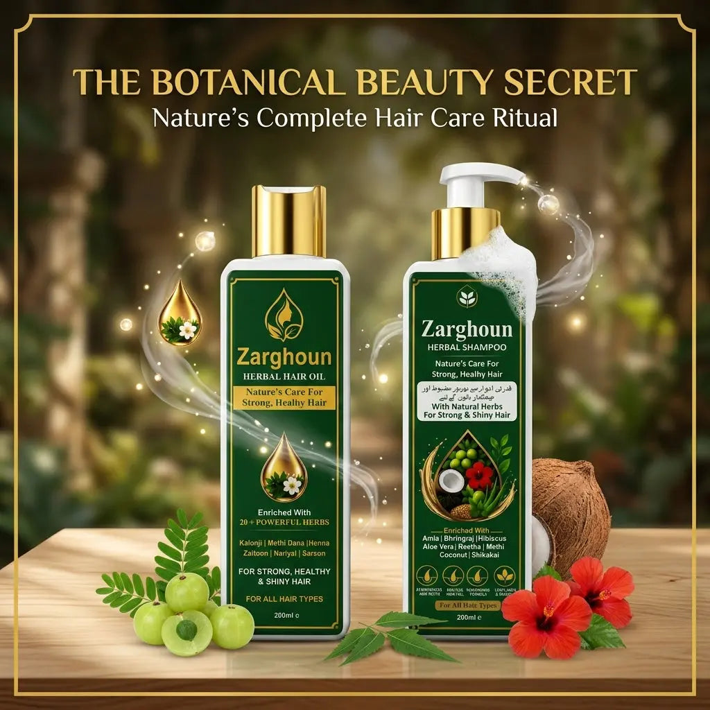 Zarghoun Botanical Hair Care Duo - Herbal Hair Oil & Shampoo for Strong, Healthy & Shiny Hair My Store