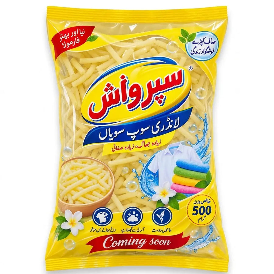 Super Wash Laundry Soap Noodles (500g) – High-Foaming Stain Remover My Store