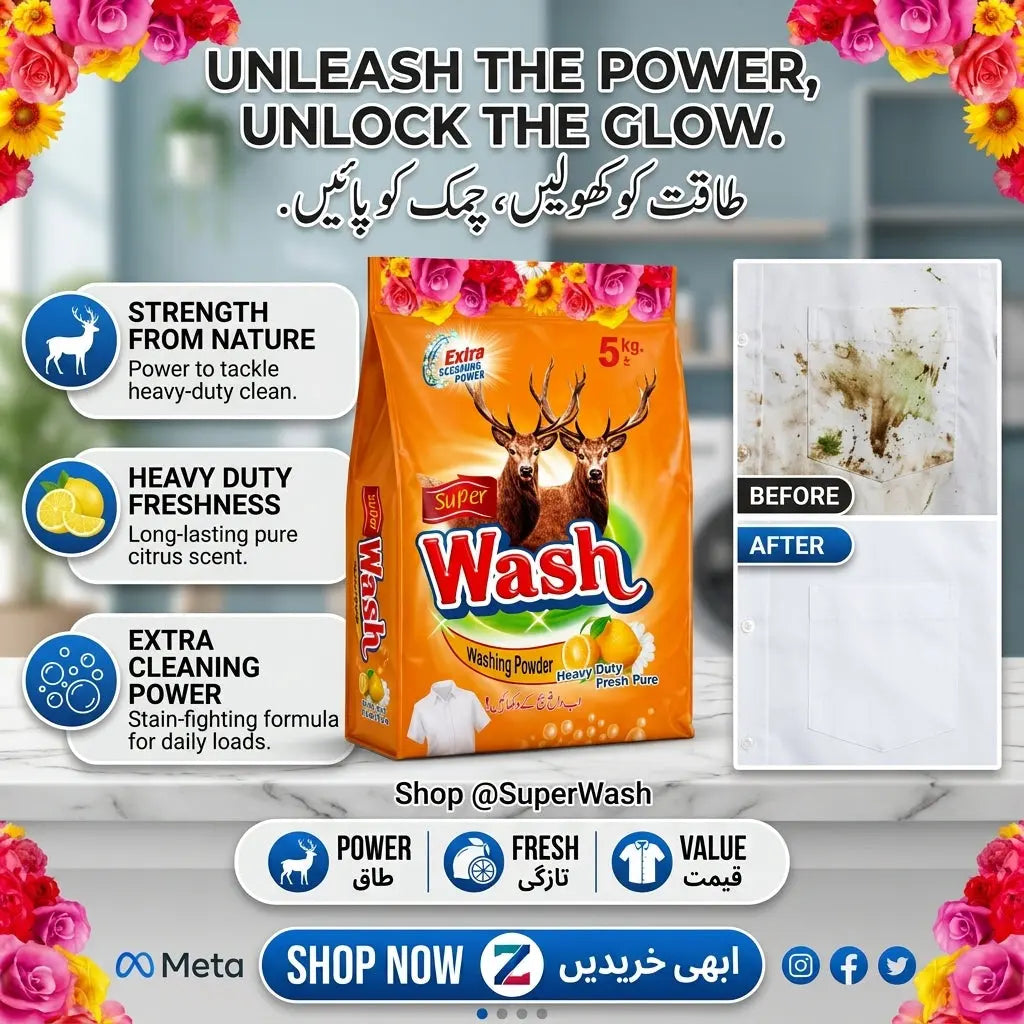 Super Wash Washing Powder 5kg Mega Pack - Heavy Duty Stain Removal My Store