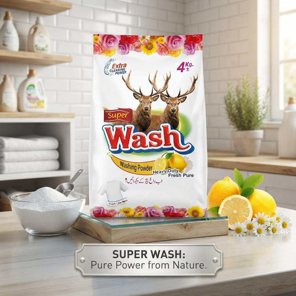 Super Wash Washing Powder 4kg Mega Pack - Heavy Duty Stain Removal