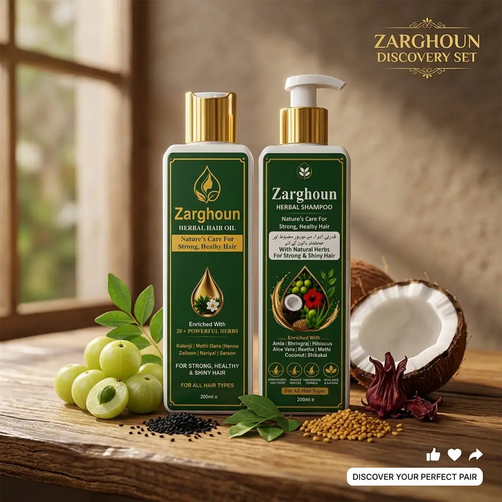 Zarghoun Botanical Hair Care Duo - Herbal Hair Oil & Shampoo for Strong, Healthy & Shiny Hair My Store