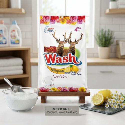 Super Wash Washing Powder 4kg Mega Pack - Heavy Duty Stain Removal