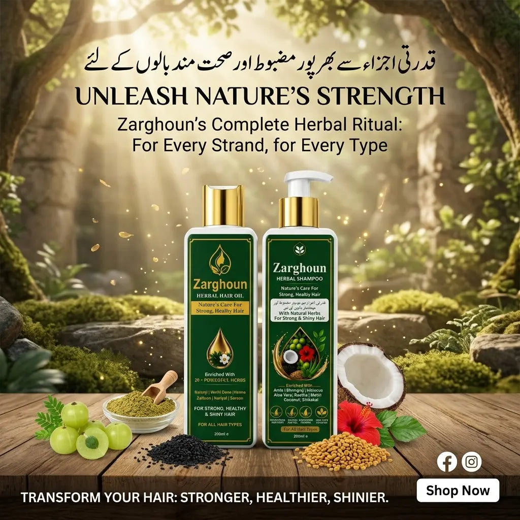Zarghoun Botanical Hair Care Duo - Herbal Hair Oil & Shampoo for Strong, Healthy & Shiny Hair My Store