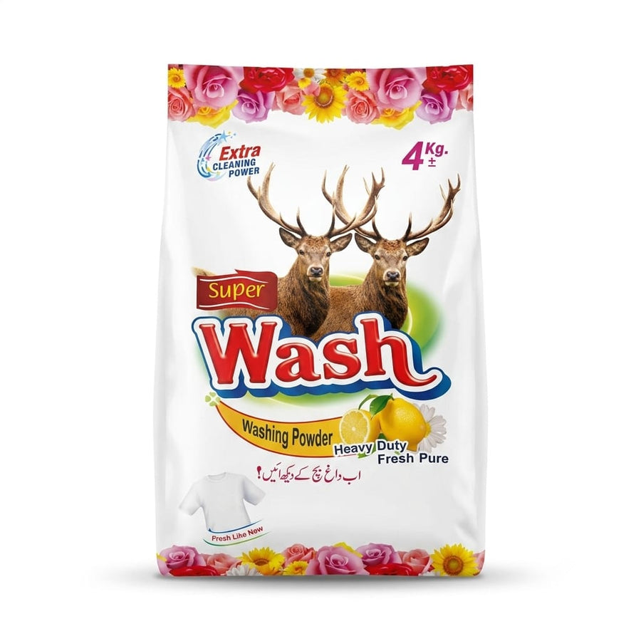 Super Wash Washing Powder 4kg Mega Pack - Heavy Duty Stain Removal