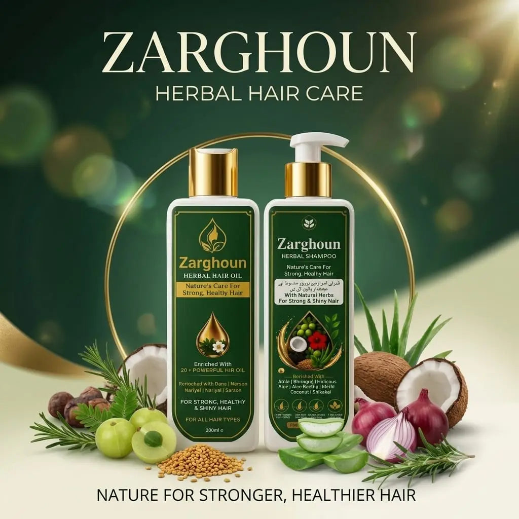 Zarghoun Botanical Hair Care Duo - Herbal Hair Oil & Shampoo for Strong, Healthy & Shiny Hair My Store